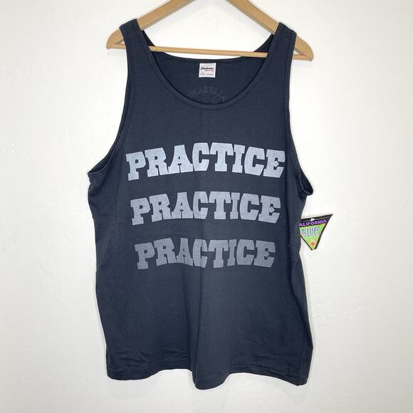 Vintage California Blues 1990 Practice Practice Practice Tank Top Mens XL Black - Picture 1 of 6